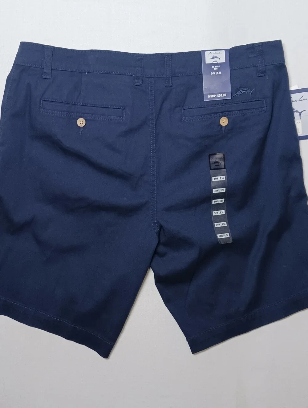 Joe Marlin Mens Relaxed Fit Chino Shorts 34 Navy Blue 9.5